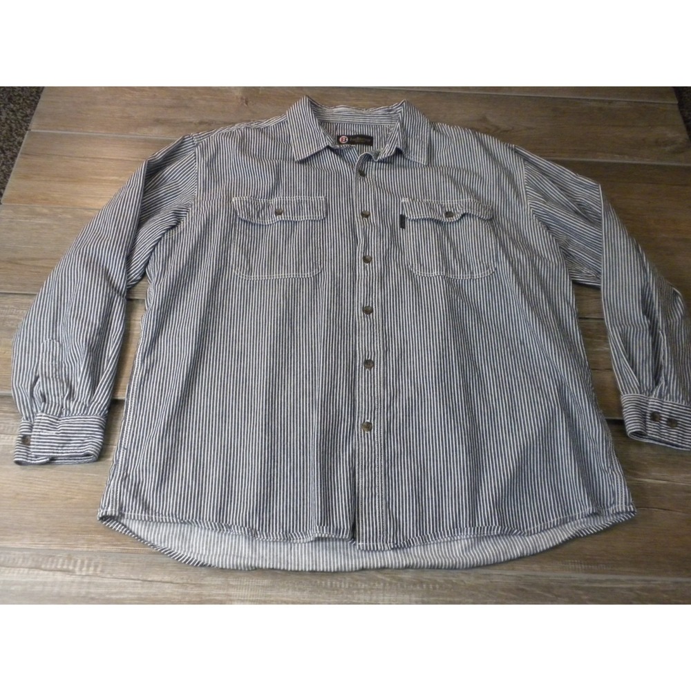 Five Brother Shirt Mens 2XL Hickory Stripe Flex Logger Heavyweight Denim Work